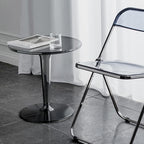 Mesa Auxiliar Round Acrylic Side Table w/Removable Tabletop Contemporary Small Accent End Table Easy to Clean for Home Bedroom Office Sofa