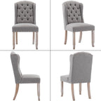 Ya-Home Modern Tufted Dining Chairs Set of 8, Upholstered Kitchen Room Side Chairs Accent Chairs with Wingback Nail Trims Wood Legs, Farmhouse Guest Chairs for Dining Room, Living Room, Linen Grey