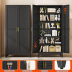 GAIOUS 75'' Tall Metal Garage Storage Cabinet, File Cabinet with 2 Doors and 5 Adjustable Shelves, Black Outdoor Steel Tool Cabinets for Home Office,Warehouse,Garage