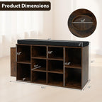 Tangkula Shoe Storage Bench with Umbrella Holder, 40" Shoe Organizer with Cushioned Seat, 10 Cubbies & Adjustable Shelves, Wooden Industrial Shoe Rack for Entryway, Living Room, Bedroom (Rustic Brown)