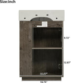 JIVOIT Bathroom Vanity with Ceramic Sink, 21.6" Bathroom Cabinet with Open and Closed Storage, a Tissue Holder, Side Storage, Modern Left Door Wood Grain Cabinet for Small Space