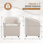 CIMOTA Linen Beige Barrel Dining Chairs with Wheels, Set of 2 — Modern Upholstered Swivel Dining Room Chairs on Casters for Kitchen or Living Room