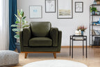Valencia Artisan Full Leather Accent Chair 41.5” | Pure Full Italian Nappa Leather Chair, Solid Wood Accent, Ultimate Comfort, Dark Green