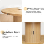 HOMMPA 48'' Round Dining Table for 4 Kitchen Dining Table with Storage Dinner Table with 2-Layer Shelf and Wood Slide Door for Home Dining Room Living Room Natural