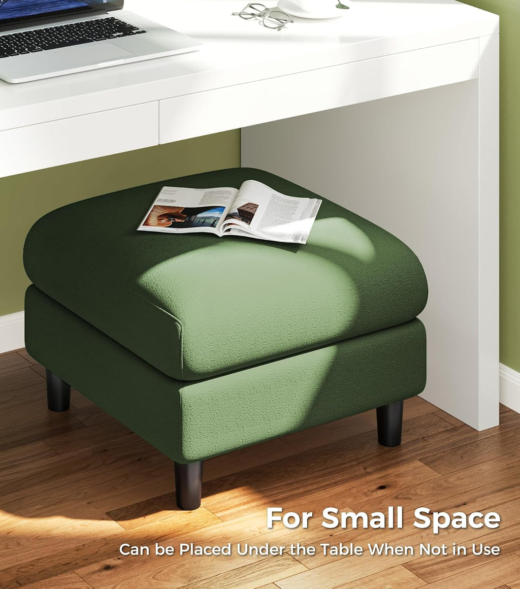 Welzona Teddy Storage Ottoman, 26.7"Large Living Room Ottoman, Coffee Table | All-Wood Ottomans with Storage, Tool-Free Setup Bench for Bedroom, for Welzona Loveseat Sofa Couch Living Room Set, Green