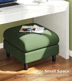 Welzona Teddy Storage Ottoman, 26.7"Large Living Room Ottoman, Coffee Table | All-Wood Ottomans with Storage, Tool-Free Setup Bench for Bedroom, for Welzona Loveseat Sofa Couch Living Room Set, Green
