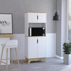 Microwave Tall Cabinet Wallas, Kitchen, Light Oak/White