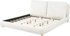 Merax King Boucle Platform Bed with 2 Removable Headboard Pillows, White
