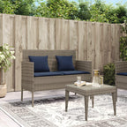 Gray Patio Bench with Storage, PE Rattan Outdoor Storage Bench with Cushions and Waterproof Bag, Garden Seat for Cushions and Towels
