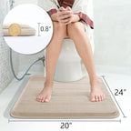 Yimobra Memory Foam Toilet Bath Mat U-Shaped, Soft and Comfortable, Super Water Absorption, Non-Slip, Thick, Machine Wash and Easier to Dry for Bathroom Commode Contour Rug, 24 X 20 Inches, Beige