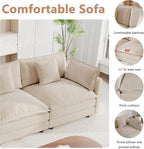 mikibama Luxury Oversized 3 Piece Sofa Set, 2 Pieces of 2 Seater and 1 Piece of 3 Seater Sofa, Modern Chenille Comfy Cloud Couches Set with 13 Pillow for Living Room Office, Light Coffee