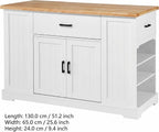 46 Inch Kitchen Island Cart with Storage Cabinet, Wood Top Breakfast Bar with Drawer, Multifunctional Kitchen Table with
