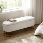 50.5” Velvet Storage Ottoman Bench with Gold-Toned Legs, Luxury Upholstered End of Bed Multi-Functional Footrest & Seat for Bedroom & Entryway