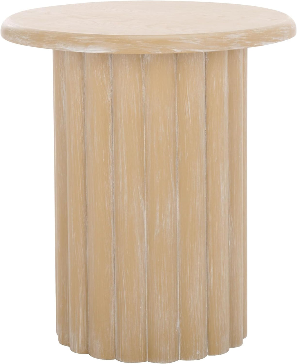 SAFAVIEH Home Collection Monka Bleached White Round Top Pedestal End Table (Fully Assembled)