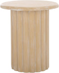 SAFAVIEH Home Collection Monka Bleached White Round Top Pedestal End Table (Fully Assembled)