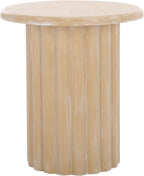 SAFAVIEH Home Collection Monka Bleached White Round Top Pedestal End Table (Fully Assembled)