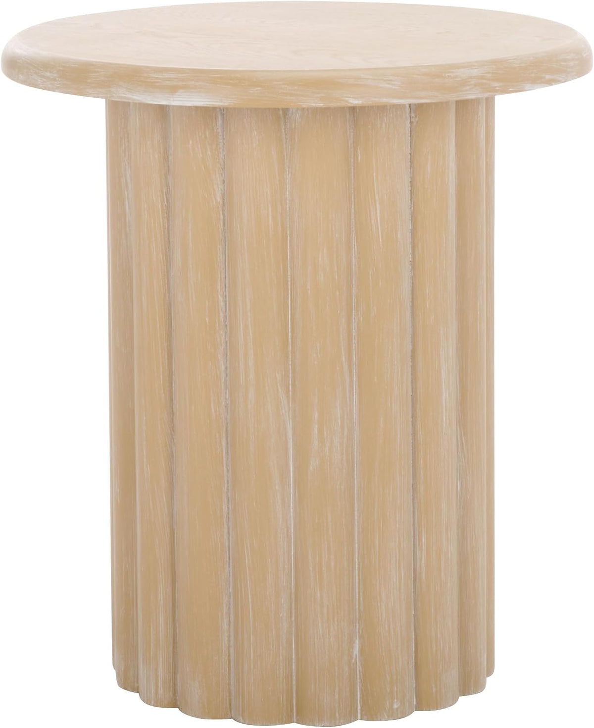 SAFAVIEH Home Collection Monka Bleached White Round Top Pedestal End Table (Fully Assembled)