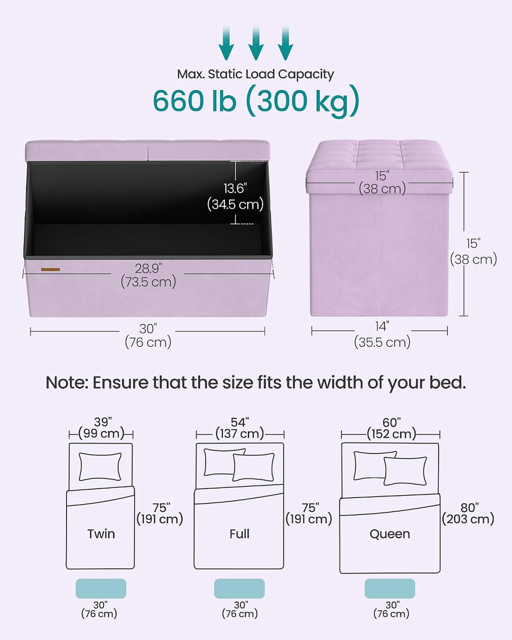 SONGMICS Foldable Storage Ottoman with Flipping Lid, 30 Inch Velvet Bench | Coffee Table, Folding Storage Bench for Bedroom, Entryway Shoe Bench, Hibiscus Purple, ISLAND Collection ULSF048PE01