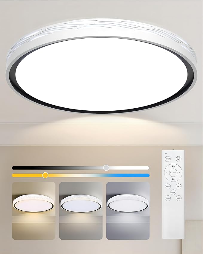 20 Inch Large LED Flush Mount Ceiling Light, 2700K-6500K Dimmable LED Ceiling Light Fixture with Remote, 70W 8900lm Round Modern Ceiling Lamp for Bedroom, Living Room, Hallway (White)