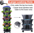 Vertical Planter 7 Tier Stackable Planters Garden Planters Strawberry Herb Flower and Vegetable Planter Indoor Outdoor Gardening Pots with Removable Wheels and Tools