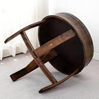 Farmhouse Whiskey Barrel End Table,Rustic Handcrafted Barrel Table,Solid Wood Round Coffee Tables,Oak Barrel Decor Furniture