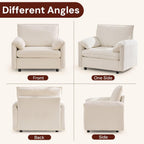 Korser Oversized Accent Chair, 39.3" Wide Arm Chairs for Living Room & Bedroom, Modern Lounge Chair, Upholstered Mid-Century Reading Chair, Comfy Living Room Chair, Single Sofa Chair, Chenille, Beige