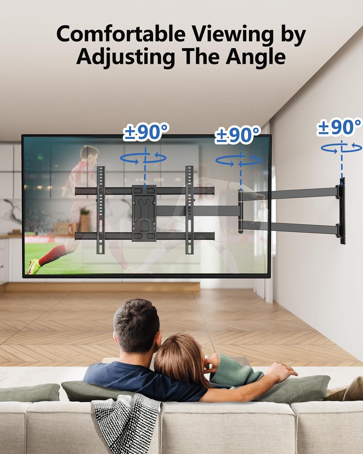 FORGING MOUNT Corner TV Wall Mount Long Arm TV Mount for 32-75 inch TVs | Single Stud Full Motion Articulating TV Bracket with 33” Extension, Swivel Tilt, Max VESA 600x400mm, Holds up to 100 lbs