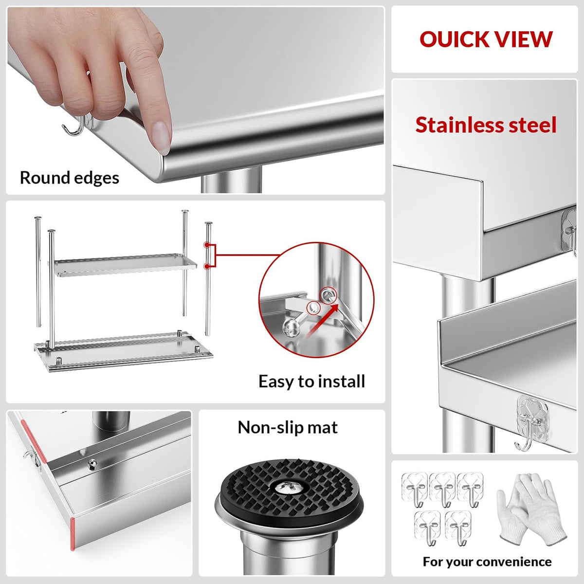 Atelicf NSF Stainless Steel Prep Table 24X48 inch with Backsplash | Commercial-grade table for restaurants, kitchens, food trucks, breweries, bars, garages, and outdoor BBQ