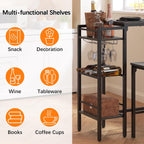 Weehom Bar Table and Chairs Set for Small Kitchens and Apartments - Space-Saving Dining Table Set for 2, 3 Storage Shelves with Bulit-in Wine Rack, Dining Room Breakfast Nook Table Set, Gray