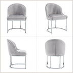 Velvet Dining Chairs Set of 4, Modern Upholstered Barrel Dining Chairs with Chrome U-Shaped Base, 18.5" Wide Accent Chairs Dressing Chair Lounge Chair, Grey