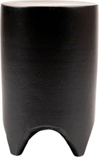 Creative Co-Op Hand-Carved Wood Side Table, Black Finish