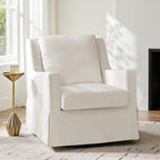HULALA HOME Farmhouse Swivel Rocker Chair with Washable Slipcover, Ivory