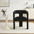 Modern Barrel Dining Chairs Set of 2, No Assembly Velvet Upholstered Dining Room Chairs with Open Back and 3 Legs, Comfy Accent Armchairs for Living Room/Bedroom/Kitchen/Reading, Black