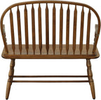 Carolina Chair & Table Farmhouse Windsor Bench – Traditional Style Spindle Back Multi-Step Finish Wooden Frame and Seat Modern Bench - 2 Person Seating Home Decorative Accent Furniture (American Oak)