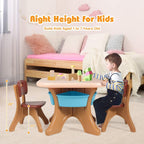 GLACER Toddler Table and Chair Set - 3 Pieces Children Activity Table w/4 Storage Bins, Kids Play Table, Kids Table and Chairs for Reading, Drawing, Playroom, Snack Time