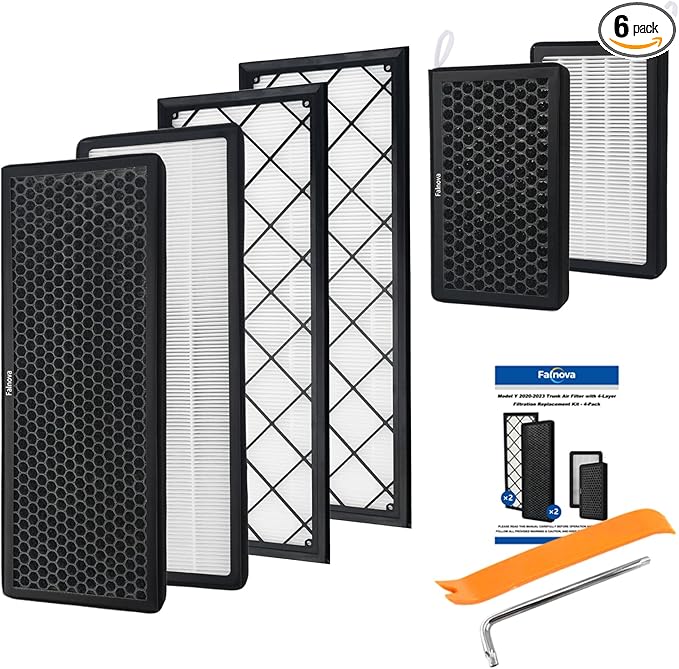 Compatible with Tesla Model Y 2020-2025 Juniper Cabin Air Filter Intake HEAP Filter Kit - Includes Tools & Installation Guide (Set of 6 Packs)