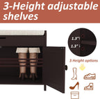 HOMEFORT 54.4" Shoe Bench with Lift Top Storage, Entryway Bench with Cushioned Seat, Wooden End of Bed Bench, Shoe Cabinet Bench with Hidden Storage Space, for Bedroom, Hallway,Espresso