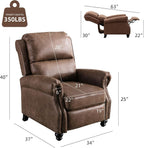 CANMOV Pushback Recliner Chair Faux Leather Armchair Push Back Recliner with Rivet Decoration Single Sofa Accent Chair for Living Room, Chocolate