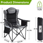 Aohanoi Camping Chairs for Heavy People,Folding Lawn Chairs for Outside Heavy Duty,Outdoor Oversized Chairs for Adult with Cup Holder and Large Cooler Bag,Beach Camp Chairs Supports up to 500lbs