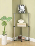 Convenience Concepts Designs2Go 3-Tier Corner Shelf, Glass/Chrome
