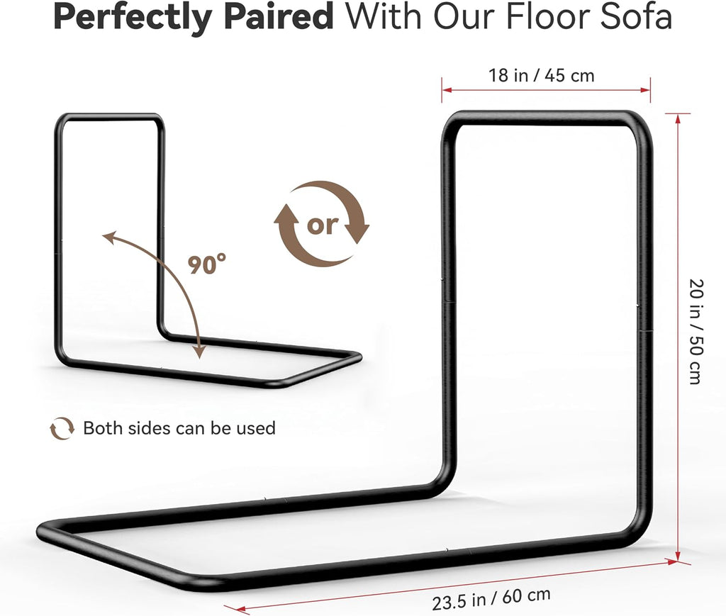 WOWMAX L-Shaped Metal Support Frame for Our Boho Floor Sofa, Freestanding Sofa Bracket Accessory, Easy Assembly, Sturdy Back Support, Sofa Not Included