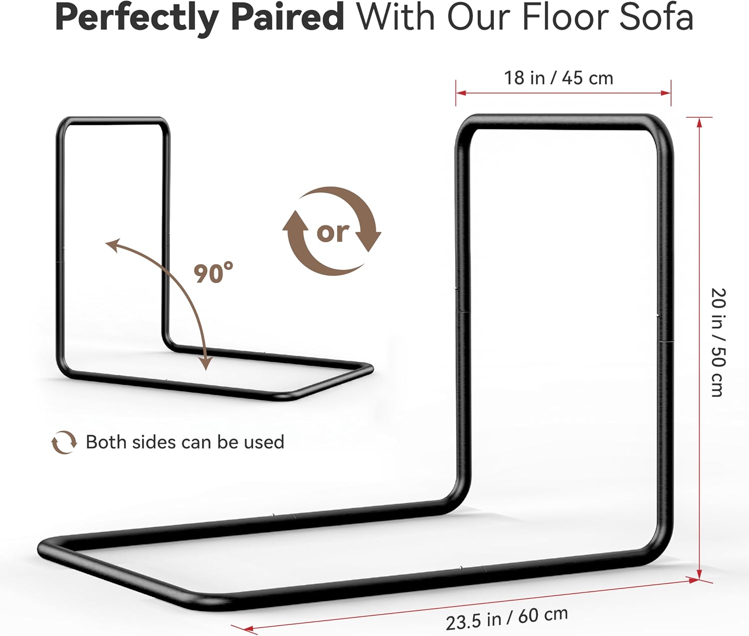 WOWMAX L-Shaped Metal Support Frame for Our Boho Floor Sofa, Freestanding Sofa Bracket Accessory, Easy Assembly, Sturdy Back Support, Sofa Not Included