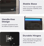 Furnify 51" W Buffet Cabinet with 4 Doors, High Gloss Sideboard Coffee Bar with LED Lights & Charging Station, Handless Modern Sideboard Storage Cabinet for Living Room, Entryway, Black