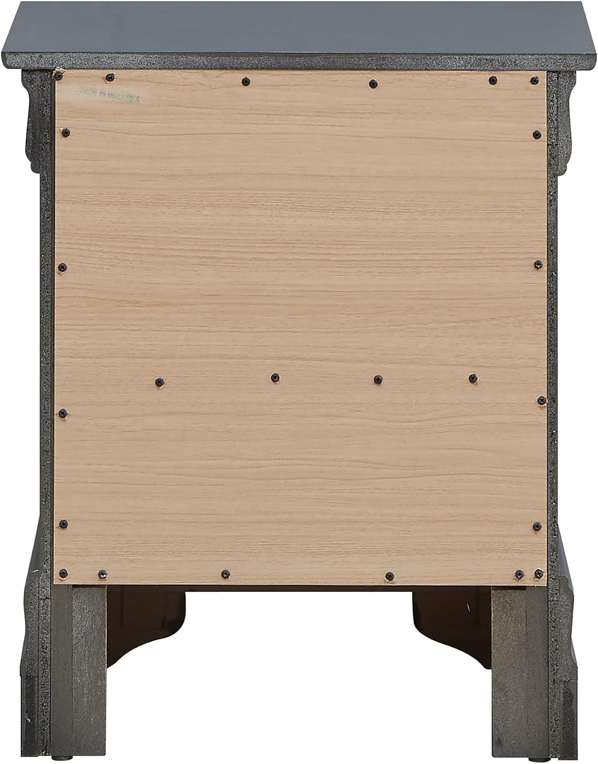 Sleek Metallic Black Nightstand with Drawers ﻿,for Small Spaces