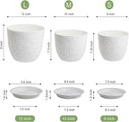 Large Flower Pots 12/10/9 inch, Set of 3 Modern Decorative Plastic Planters with Drainage Holes and Saucers for Garden House Plants, Plant Pots for Indoor Outdoor Plants, Speckled White