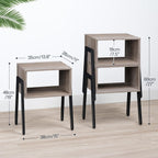 HOOBRO Small Nightstands Set of 2, Stackable End Tables, Side Tables, Bedside Tables with Open Storage Shelf, for Small Spaces, Bedroom, Living Room, Greige and Black BG38BZP201