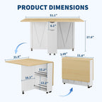 IDEALHOUSE Folding Dining Table, Folding Kitchen Table with Drawers and Storage, Apartments, Small Spaces, White