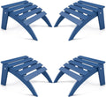 FOOWIN Folding Adirondack Ottoman Set of 4, HDPE All Weather Adirondack Footrests, Ottoman for Adirondack Chair,Patio Footstool for Outside Easy Storage,for Patio, Backyard, Porch, Garden, Navy Blue