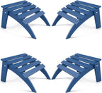 FOOWIN Folding Adirondack Ottoman Set of 4, HDPE All Weather Adirondack Footrests, Ottoman for Adirondack Chair,Patio Footstool for Outside Easy Storage,for Patio, Backyard, Porch, Garden, Navy Blue