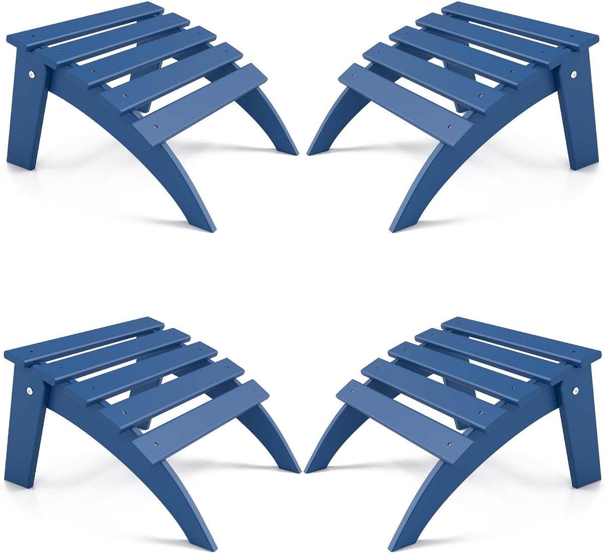 FOOWIN Folding Adirondack Ottoman Set of 4, HDPE All Weather Adirondack Footrests, Ottoman for Adirondack Chair,Patio Footstool for Outside Easy Storage,for Patio, Backyard, Porch, Garden, Navy Blue